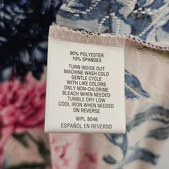 JM Collection Floral Top Woman 2X Short Sleeve Pink Blue Stretch Embellished - Picture 8 of 11